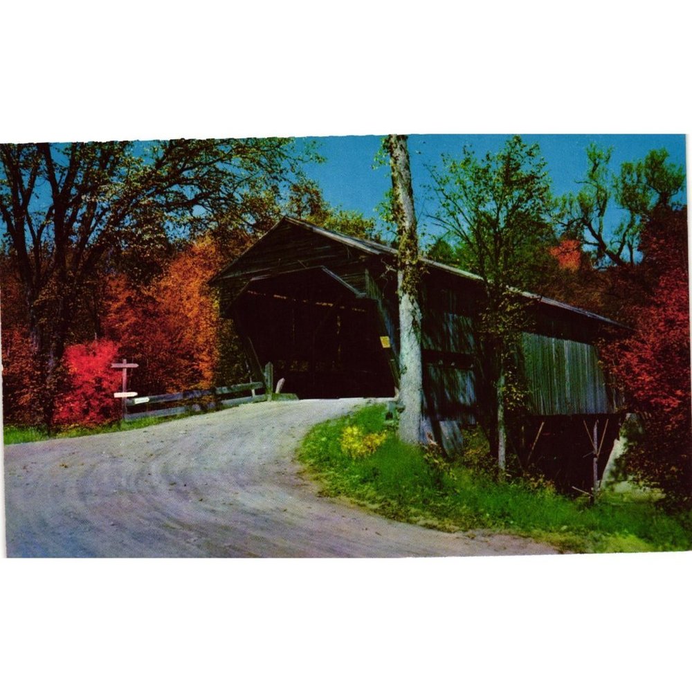 Durgin Covered Bridge Postcard Travel Souvenir Sandwich New Hampshire Cold River